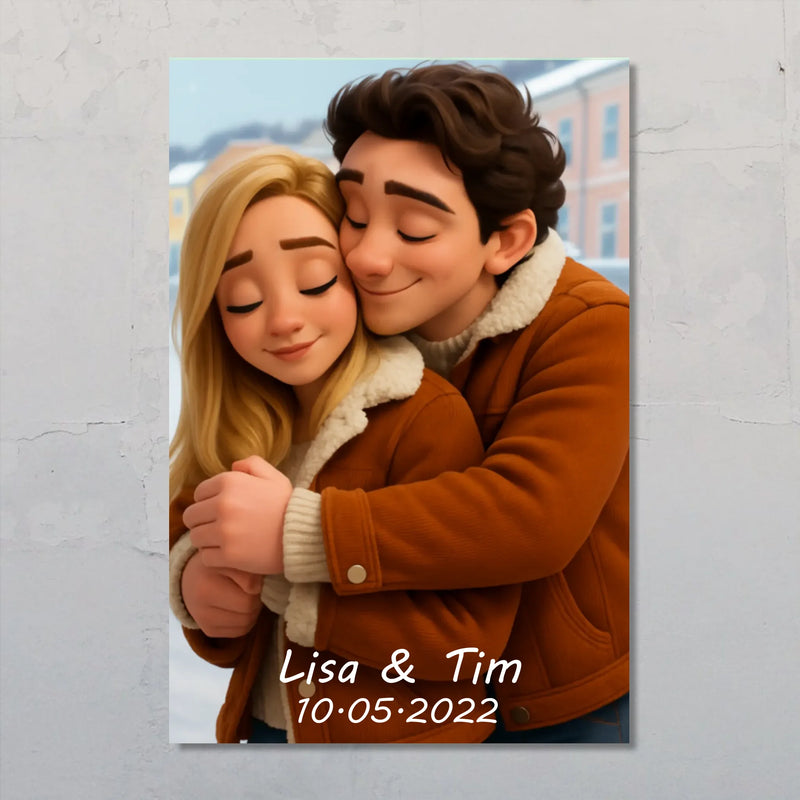 Cartoon Love - Gepersonaliseerde poster met 3D-cartoon effect in stripstijl