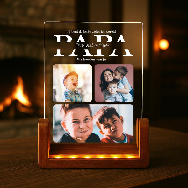 1Personlisiertes Geschenk - LED Aufsteller Portrait mit Holzsockel mit eigenen Namen personalisieren