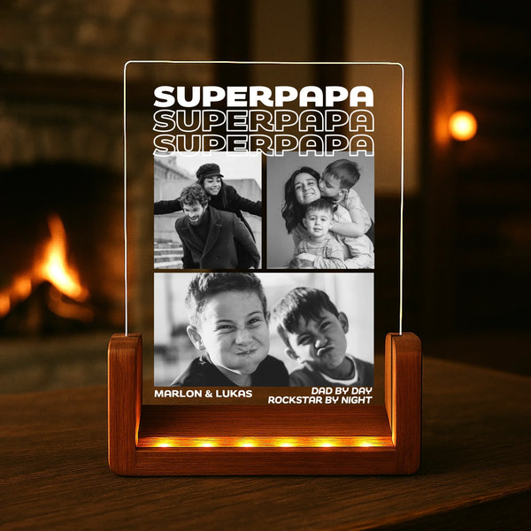 1Personlisiertes Geschenk - LED Aufsteller Portrait mit Holzsockel mit eigenen Namen personalisieren