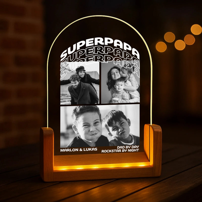 5Personlisiertes Geschenk - LED Aufsteller Portrait mit Holzsockel mit eigenen Namen personalisieren