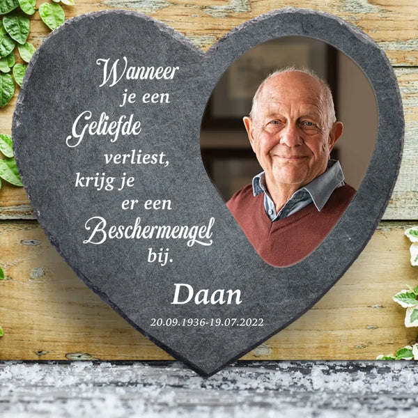 Beschermengel - Gepersonaliseerd hart van leisteen