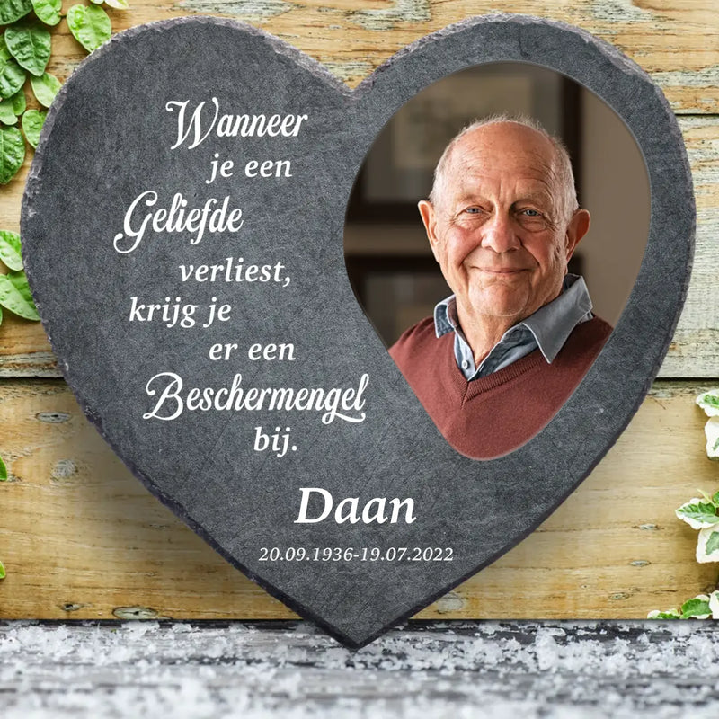 Beschermengel - Gepersonaliseerd hart van leisteen