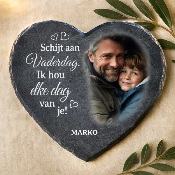 Leisteen hart met persoonlijke opdruk – uv-bestendig en weerbestendig herinneringscadeau van Love & Faith Leisteen hart met persoonlijke gravure – uv-bestendige en weerbestendige gedenkgeschenk van Love & Faith