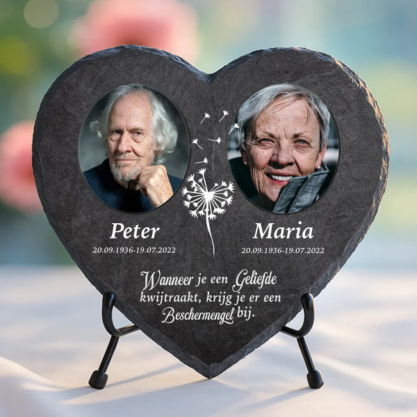 Schieferherz mit personalisiertem Aufdruck - UV-beständig und wetterfest - als Geschenk zur Erinnerung von Love & Faith 1