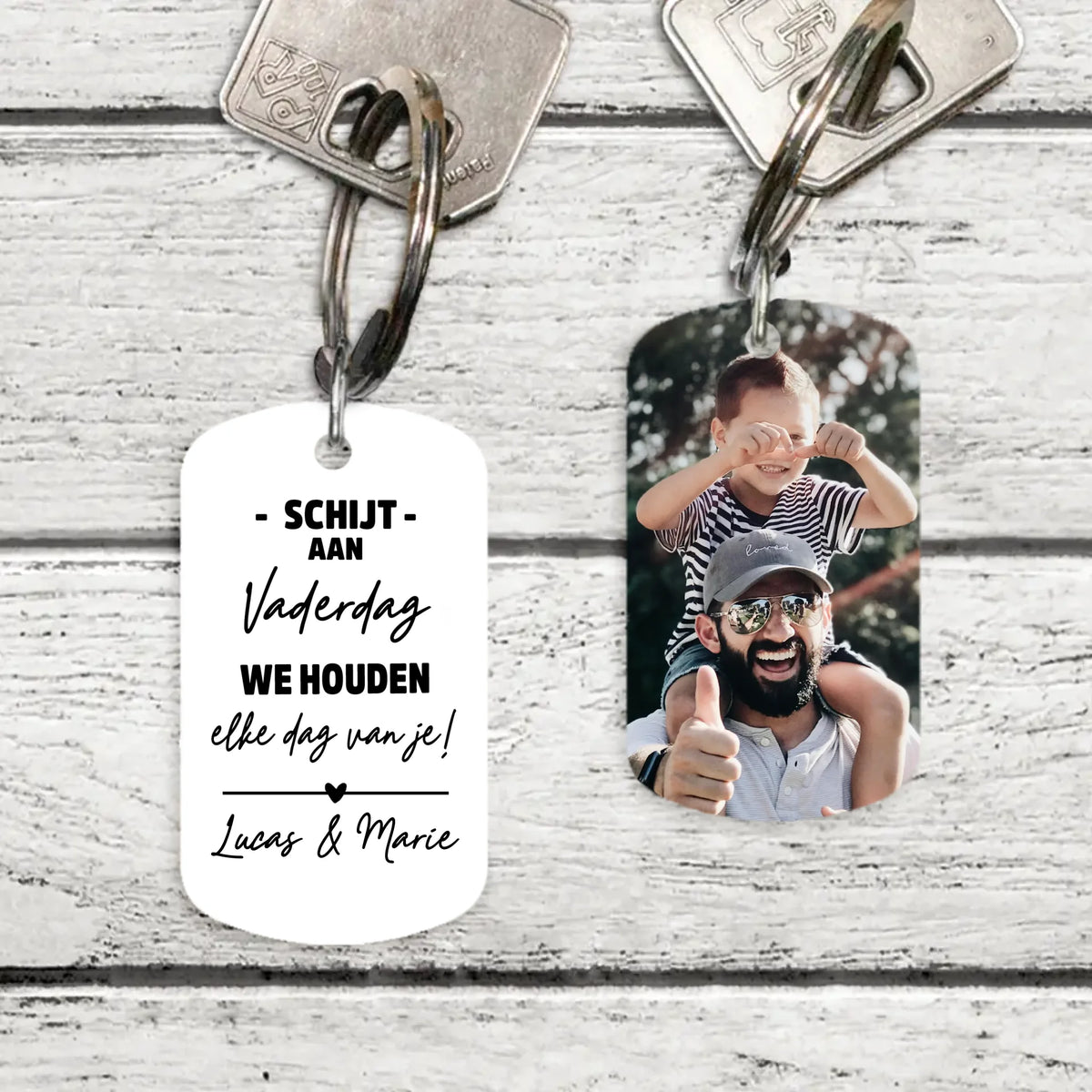 Gepersonaliseerde metalen sleutelhanger voor papa met kleurendruk en roestvrij staal
