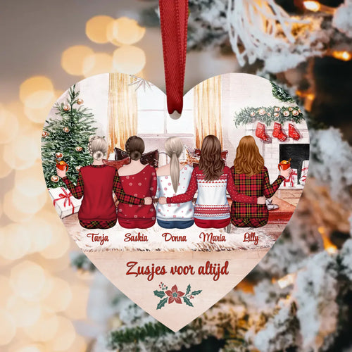 Personaliseerbare boomversieringen Beste zussen - Familie-hanger van MDF-hout met opdruk en lint – Motiv 2