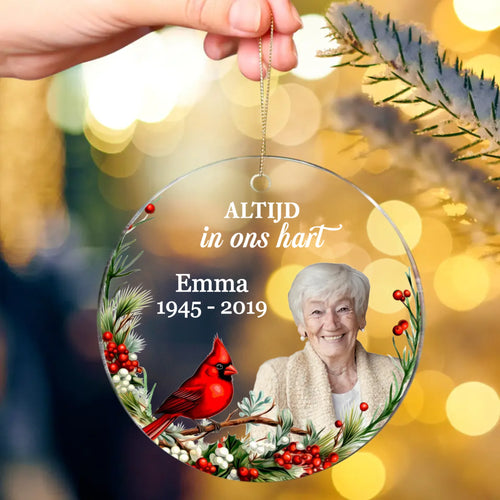 Personaliseerbare acryl boomhanger met namen en foto voor familieherinneringen – Motiv 2