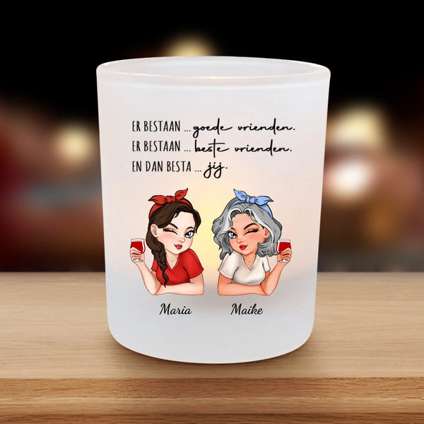 Beste Vriendinnen - Gepersonaliseerde Premium Kaarshouder voor Vriendinnen met Kerstmis