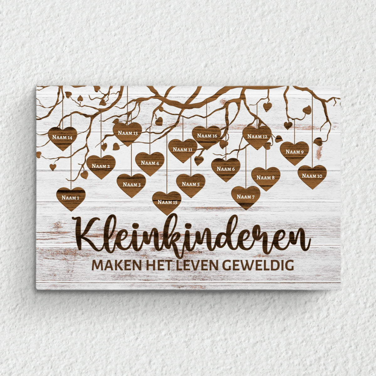 Kleinkinderen - Grootouders canvas met gepersonaliseerde namen en familiedesign