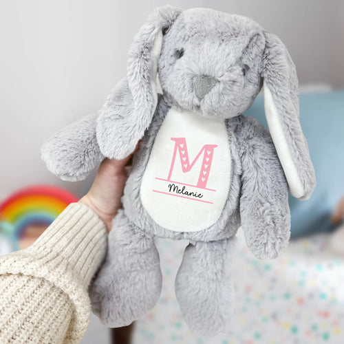 Gepersonaliseerde knuffelhaas met opdruk, ongeveer 34 cm hoog, zachte premium stof – Motiv 2