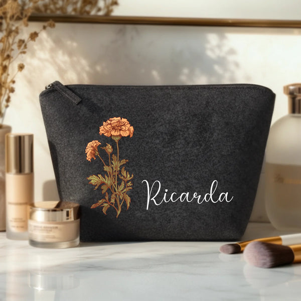Jouw bloem - Gepersonaliseerde Vilten make-uptasje
