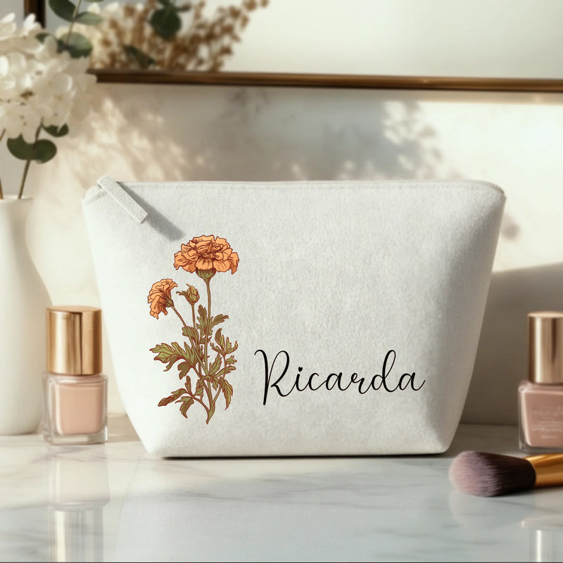 Jouw bloem - Gepersonaliseerde Vilten make-uptasje