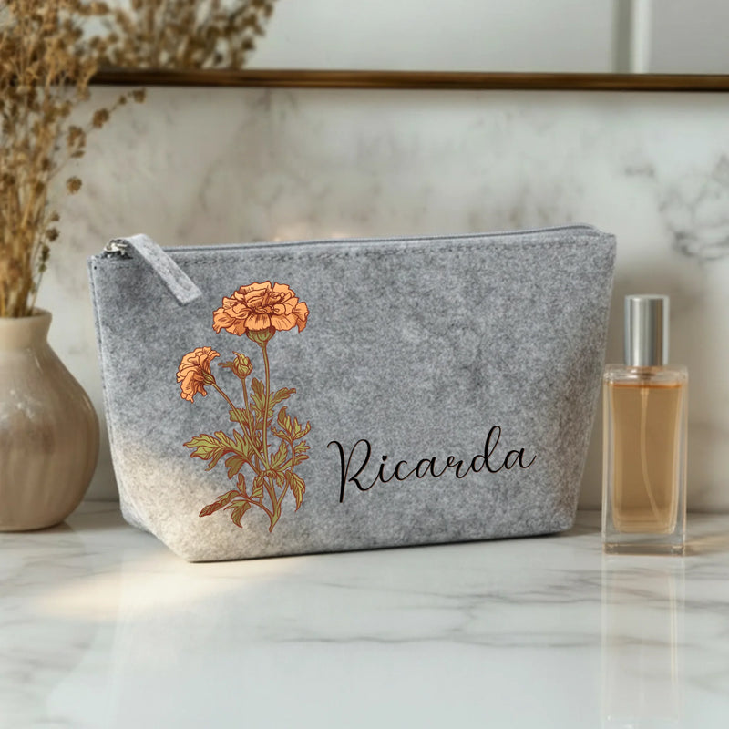 Jouw bloem - Gepersonaliseerde Vilten make-uptasje