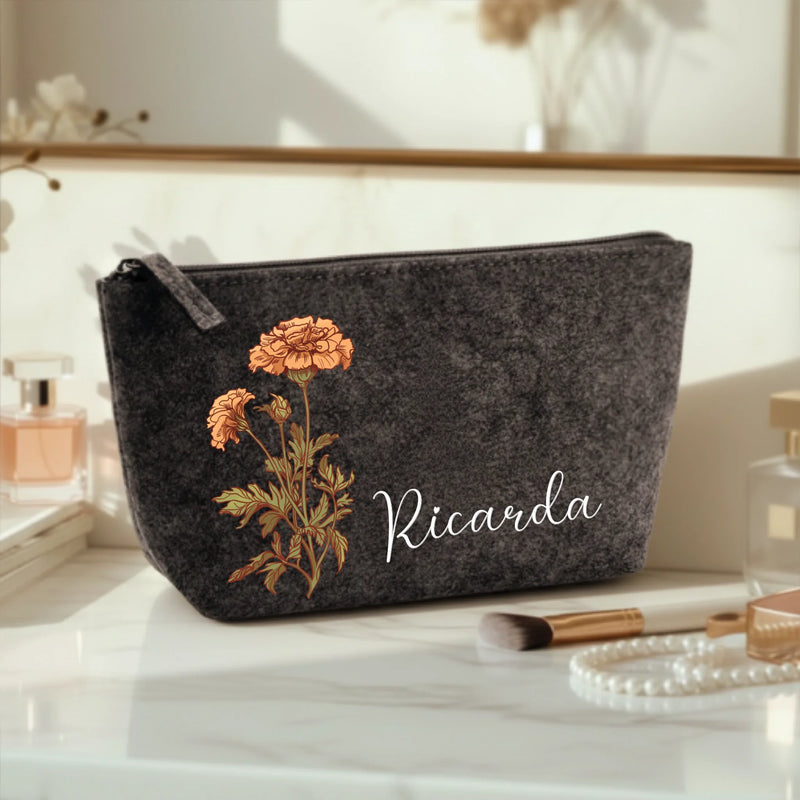 Jouw bloem - Gepersonaliseerde Vilten make-uptasje