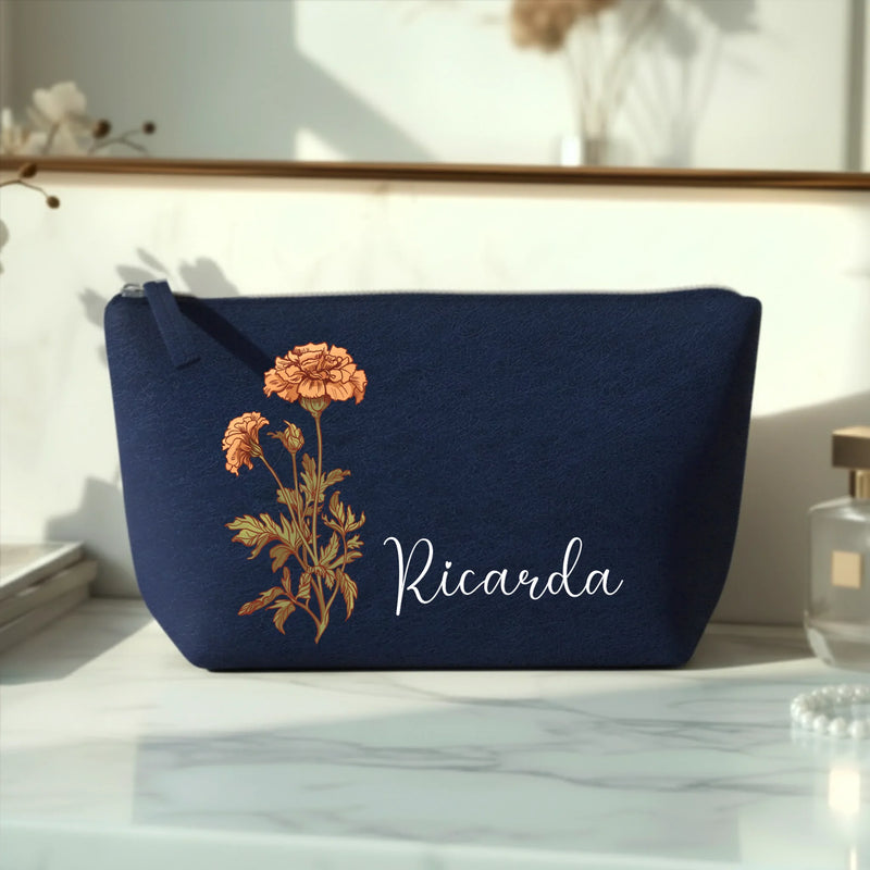 Jouw bloem - Gepersonaliseerde Vilten make-uptasje