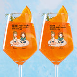 Proost! – Gepersonaliseerd wijnglas voor vriendinnen met clipart-set en namen