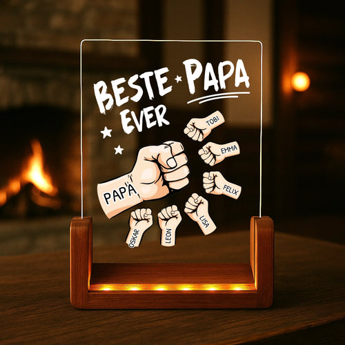1Personlisiertes Geschenk - LED Aufsteller Portrait mit Holzsockel mit eigenen Namen personalisieren