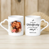 Witte mok met hartvormig oor en gepersonaliseerde naam – romantisch cadeau van Love & Faith