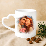 Witte mok met hartvormig oor en gepersonaliseerde naam – romantisch cadeau van Love & Faith