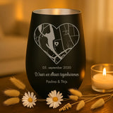Persoonlijk cadeau - zwart-zilver windlicht met naamgravure - handgemaakt door Love & Faith