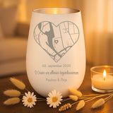 Persoonlijk cadeau - wit-zilver windlicht met naamgravure - handgemaakt door Love & Faith