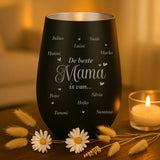 Persoonlijk cadeau - zwart-zilver windlicht met naamgravure - handgemaakt door Love & Faith