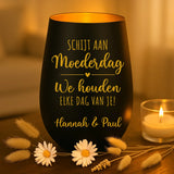 persoonlijk cadeau - zwart-goud windlicht met naamgravure - handgemaakt door Love & Faith