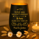 persoonlijk cadeau - zwart-goud windlicht met naamgravure - handgemaakt door Love & Faith
