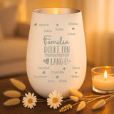Persoonlijk cadeau - wit-zilver windlicht met naamgravure - handgemaakt door Love & Faith