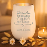 Persoonlijk cadeau - wit-zilver windlicht met naamgravure - handgemaakt door Love & Faith