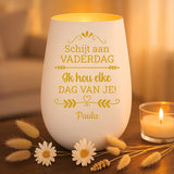 Persoonlijk cadeau - wit-goud windlicht met naamgravure - handgemaakt door Love & faith