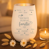 Persoonlijk cadeau - wit-zilver windlicht met naamgravure - handgemaakt door Love & Faith