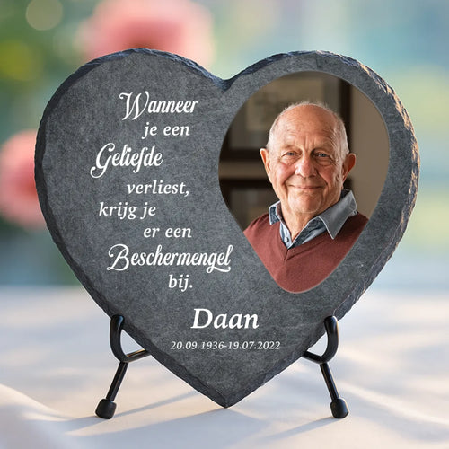 Schieferherz mit personalisiertem Aufdruck - UV-beständig und wetterfest - als Geschenk zur Erinnerung von Love & Faith 1