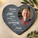 Schieferherz mit personalisiertem Aufdruck - UV-beständig und wetterfest - als Geschenk zur Erinnerung von Love & Faith