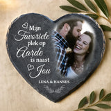 Schieferherz mit personalisiertem Aufdruck - UV-beständig und wetterfest - als Geschenk zur Erinnerung von Love & Faith