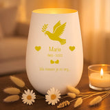 Persoonlijk cadeau - wit-goud windlicht met naamgravure - handgemaakt door Love & faith