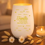 Persoonlijk cadeau - wit-goud windlicht met naamgravure - handgemaakt door Love & faith