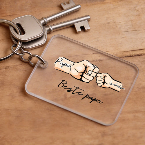 Gepersonaliseerde acryl sleutelhanger Papa's team met eigen design en namen – Motiv 2