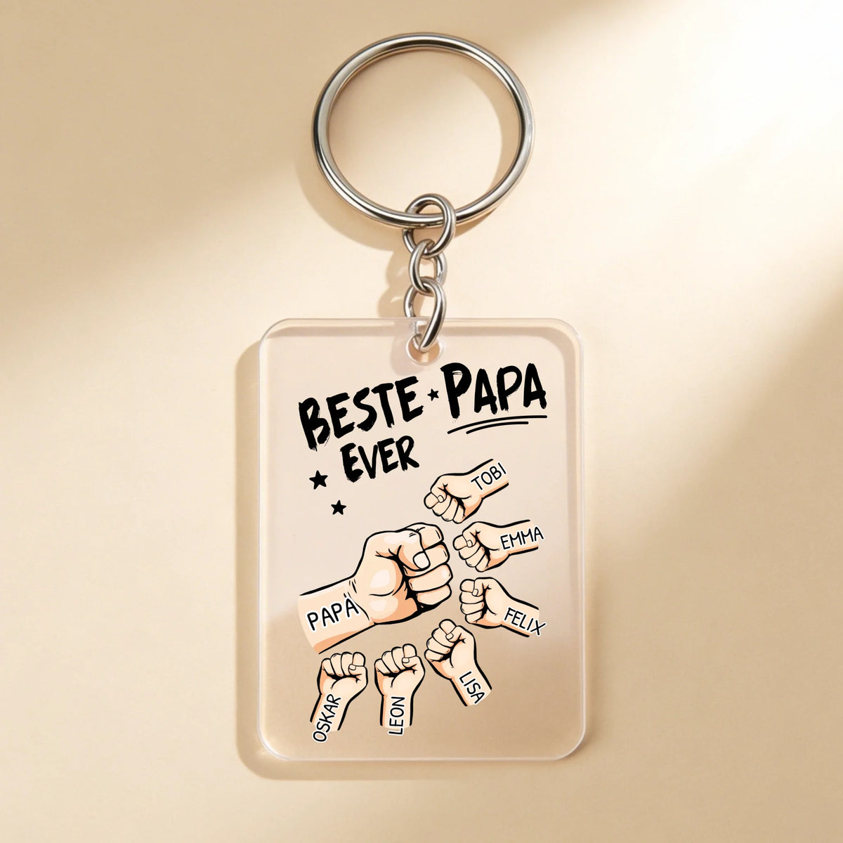 Gepersonaliseerde acryl sleutelhanger met 'Best Dad ever' opdruk, aanpasbaar design voor papa