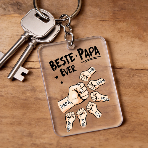Gepersonaliseerde acryl sleutelhanger met 'Best Dad ever' opdruk, aanpasbaar design voor papa – Motiv 2