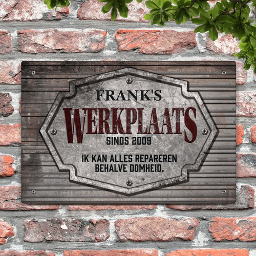 Gepersonaliseerd garagebord Mijn Garage DIY-Deurbord met handgemaakte design-opdruk op duurzaam Alu-Dibond – Motiv 2