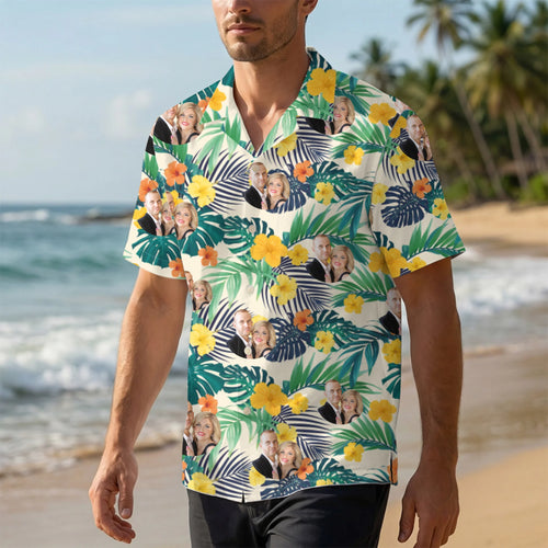 Gepersonaliseerd Hawaï shirt met levendige achtergrond en aangepaste naam – handgemaakt ontwerp – Motiv 2