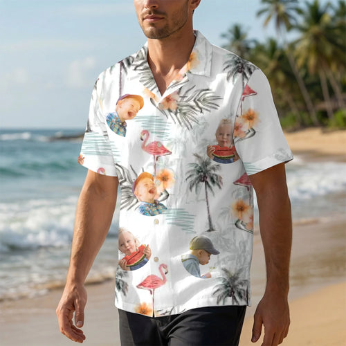 Gepersonaliseerd hawaï shirt met aangepaste foto en namen, levendige hawaiihemd print – Motiv 2