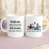 Witte mok met persoonlijke tekst en naam – handgemaakt door Love & Faith