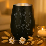 Persoonlijk cadeau - zwart-zilver windlicht met naamgravure - handgemaakt door Love & Faith