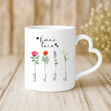 Witte mok met hartvormig oor en gepersonaliseerde naam – romantisch cadeau van Love & Faith