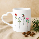 Witte mok met hartvormig oor en gepersonaliseerde naam – romantisch cadeau van Love & Faith