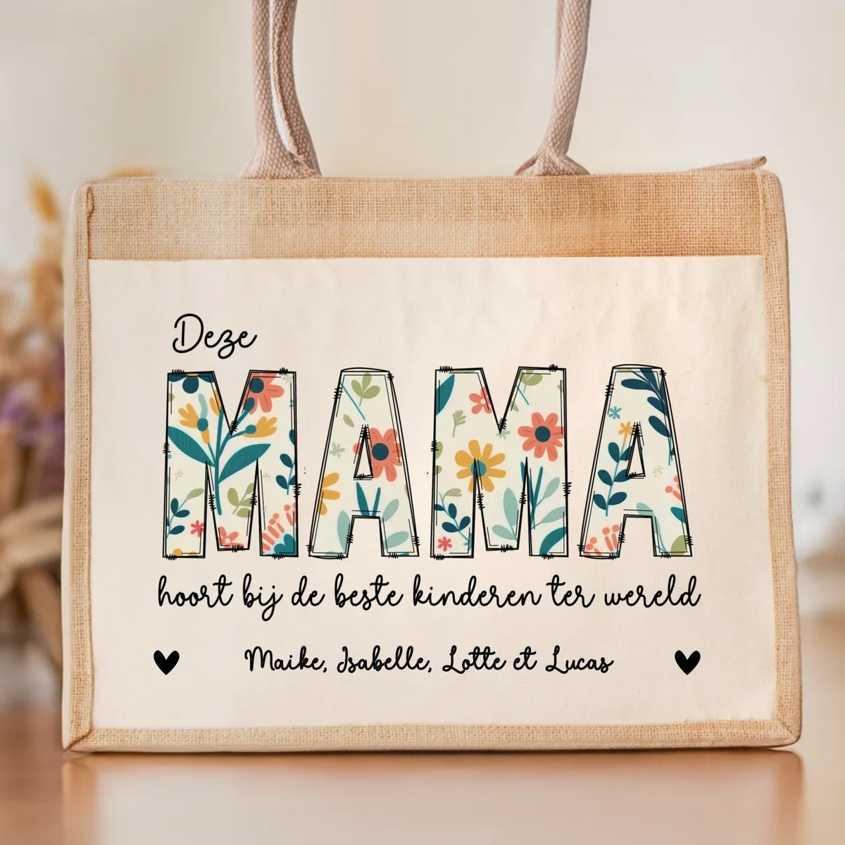 Gepersonaliseerde tas mama en oma met sterke handgrepen en duurzaam materiaal