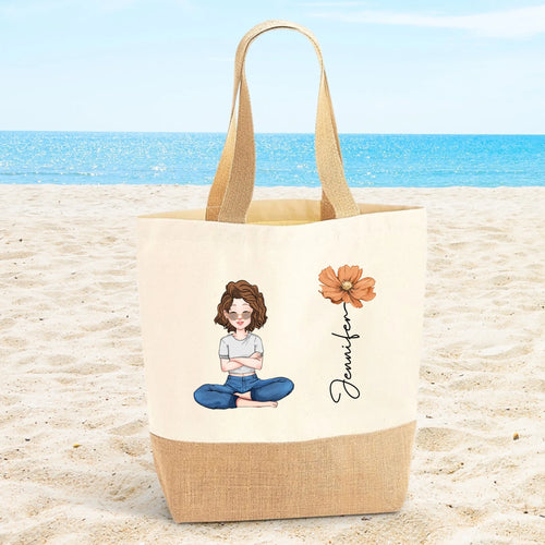 Gepersonaliseerde strandtas Summervibes met naam en clipart opdruk, stevige handgrepen – Motiv 2