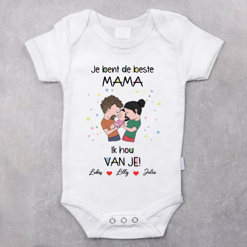 Gepersonaliseerde babyrompertje met naam en ontwerp naar keuze, 100% katoen, ideaal cadeau Moederdag Vaderdag